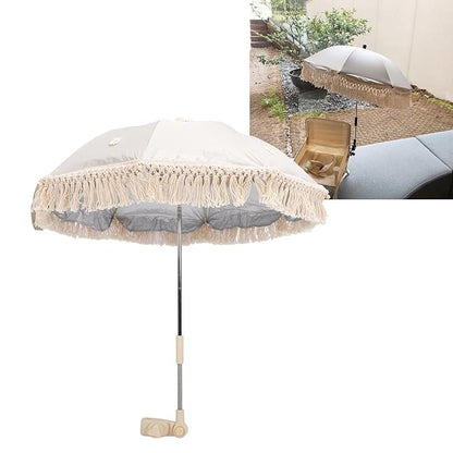 Baby Outdoor Parasols, Baby Stroller Parasol Umbrella with Adjustable Clamp, Toddler Parasol for Trolley Wheelchair Beach Chair, Outdoor Activities (Beige with