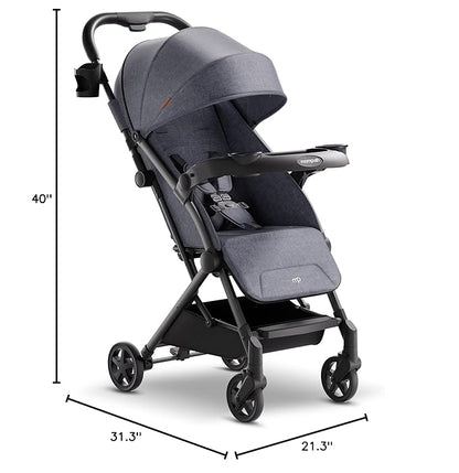 Mompush Lithe V2 Lightweight Travel Stroller, Compact Foldable Baby Stroller with Travel Bag, One-Hand Fold Stroller, Snack Tray, Mechanical Recline Seat, Airplane-Ready, UPF 50+ Canopy & Rain Cover