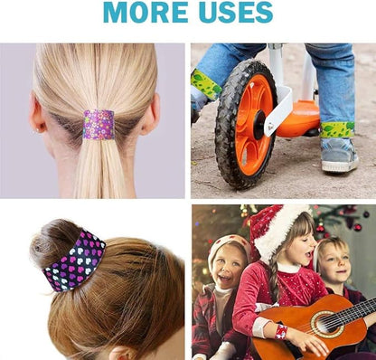 100 Pack Slap Bracelets | Slap Bands Birthday Party Supplies Favors with Hearts & Animal Print | One Size Fits All | For Kids, Boys, And Girls