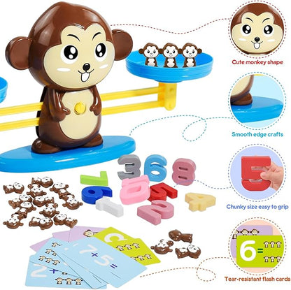 BAKAM Monkey Balance Scale Toy, Number Counting Blocks Games, Montessori Math Games for Kids 5-7, Preschool Kindergarten Learning Activities, STEM Educational Toys for 3+ Year Old