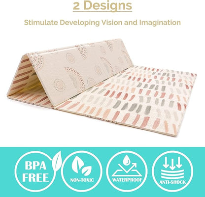 JumpOff Jo - Extra Large Waterproof Foam Padded Play Mat for Infants, Babies, Toddlers, Play Pens & Tummy Time, Foldable Activity Mat, 77 x 70 x 0.6 inches