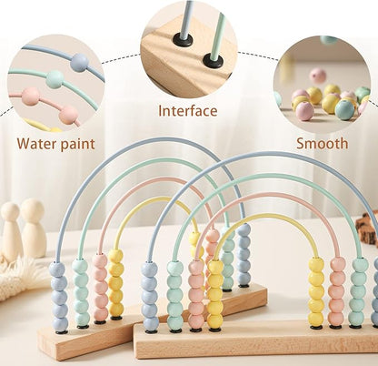 ibwaae Wooden Rainbow Abacus Beads Counting Toys Kids Early Math Skills Montessori Educational Learning Games for Toddler