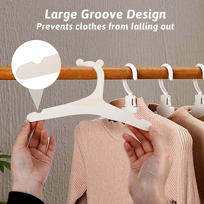 10 Pack Wooden Kids Hangers, 9inch Cute Wood Baby Hangers Nursery Hangers, Non Slip Coat Hanger for Baby Toddler Kids Clothes & Pants(Style1)