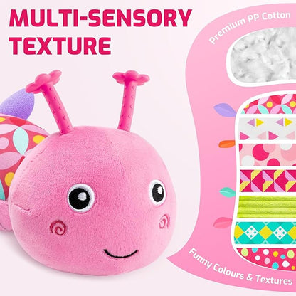 Sumobaby Infant Baby Musical Stuffed Animal Toys for 0-3-6-12 Months,Multi Sensory Toys with Crinkle and Rattles, Tummy Time Toys for Newborn Boys Girls, Caterpillar, Pink