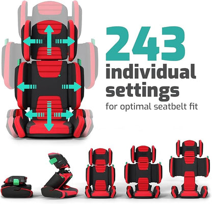 Mifold Hifold Adjustable Kids High Back Booster Car Seat with Strap – Slate Grey