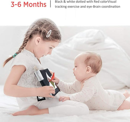 beiens High Contrast Black and White Baby Book - Touch and Feel Crinkle Sensory Toy - Visual Stimulation Interactive Montessori Toys for 0-12 Months Infant Newborn - Baby Gift for Boys Girls