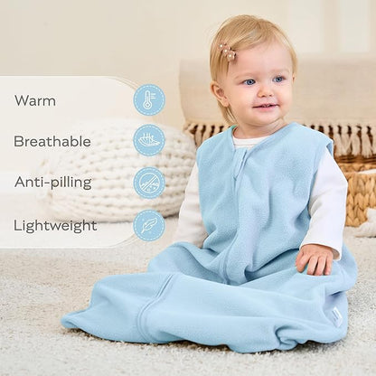 JELLYMONI Fleece Baby Sleep Sack 12-18 Months, 2 Pack 1.5 TOG Baby Wearable Blanket Winter Infant Sleeping sack with 2-Way Zipper, Warm Toddler Sleep Sack