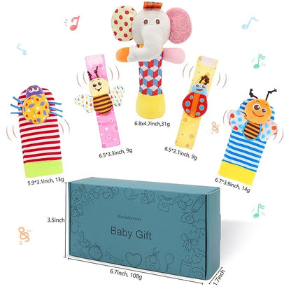 Wrist Rattles Foot Finder Rattle Toy for 3-6 Months Baby, Feet Leg Ankle Socks Arm Hand Bracelet Shaker for 6-9 Months Infant boy & Girl, Gift Set for 0-2 Years Newborn Babies (5 pcs-C)