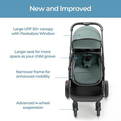 Mompush Wiz 2 in 1 Baby Stroller with Bassinet Mode, Convertible Infant Stroller for Newborn and Toddler with Reversible Seat and Large UPF 50+ Canopy