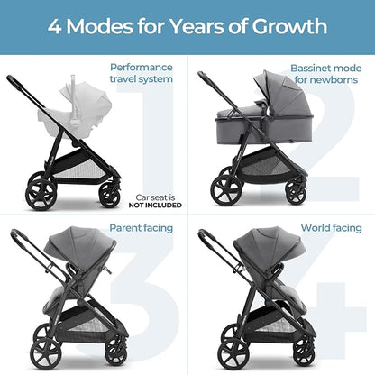 Mompush Wiz 2 in 1 Baby Stroller with Bassinet Mode, Convertible Infant Stroller for Newborn and Toddler with Reversible Seat and Large UPF 50+ Canopy