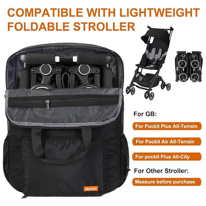 Mactso Stroller Travel Bag Compatible with GB Pockit Air Plus All Terrain and GB Pockit + All City, Lightweight Stroller Travel Backpack for Airplane (Black, L)