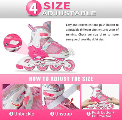 Nattork Blade Roller Skates for Boys with Light Up Wheel, Outdoor & Indoor Illuminating Black Inline Skates for Boys Little Kids Toddler Ages 5-8 4 5 6, Beginners