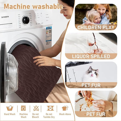 100% Waterproof Recliner Chair Cover, Non Slip Covers for Recliner Chair with Pocket, Washable Recliner Armchair Cover for Kids, Pets, Dog, Cat,Dark Coffee,23IN