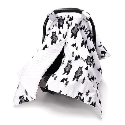 TANOFAR Carseat Covers Baby Boy & Girl, Peekaboo Opening Infant Car Seat Cover for Winter, Warm & Cozy, Bear