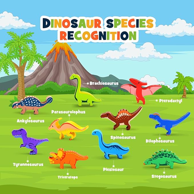 Dinosaur Toys for Kids 3-5: Wooden Stacking Montessori Toys for 3 4 5 6 7 8 Year Old Boys Girls Balance Competition Game for Family Easter Birthday Gifts for Kids Ages 4-8 (Classic Version)