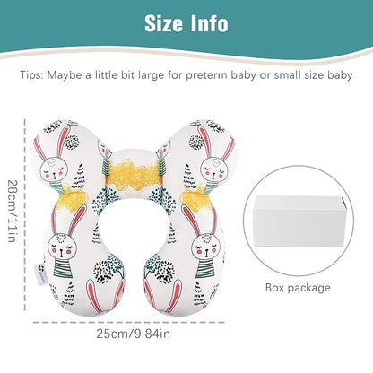 vocheer Baby Travel Pillow(Upgraded), Head and Neck Support Pillow for Pushchair, Car Seat,Stroller, Bouncer, Cotton(Rabbit)