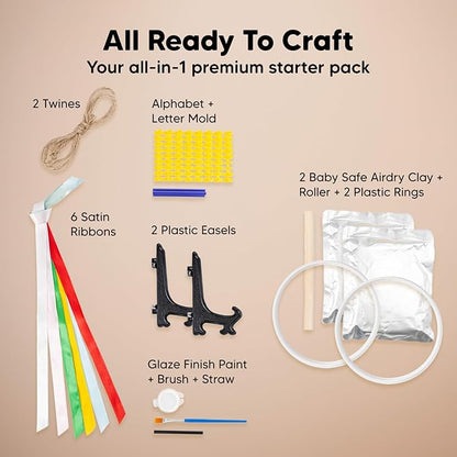 Baby Hand and Footprint Kit Girls, Boys - Personalized Baby Footprint Ornament Kit, Newborn Keepsake Gifts for New Mom, Easy to Use Handprint Makers, Cute Shower Gifts (Glaze Finish)