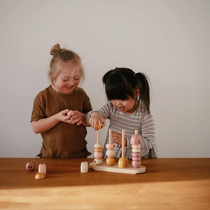 mushie Wooden Multi Shape Stacker | for Kids 3 Years+ | Preschool Educational & Toddler Montessori Toys (Sunrise)