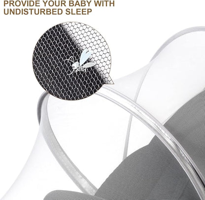 Baby Mosquito Net with Double Zipper, Bassinet Stroller Cover for Baby/Car Seat/Cradles/Carriers, Easy to Use, Keep Insects/Bugs/Cats Out, White