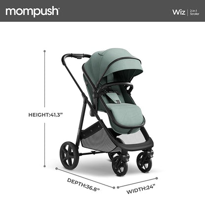 Mompush Wiz 2 in 1 Baby Stroller with Bassinet Mode, Convertible Infant Stroller for Newborn and Toddler with Reversible Seat and Large UPF 50+ Canopy