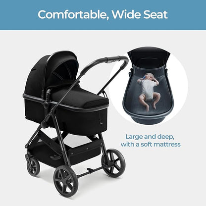 Mompush Wiz 2 in 1 Baby Stroller with Bassinet Mode, Convertible Infant Stroller for Newborn and Toddler with Reversible Seat and Large UPF 50+ Canopy