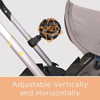 liuliuby Baby Stroller Fan with Clip | Clip On Fan for Baby Car Seat | Portable & Rechargeable with Durable Clamp | Stroller Accessories | Small Cooling USB Chargeable Battery (Jet Black)