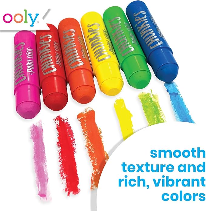 Ooly Chunkies 6 Mess Free Paint Sticks For Kids, Tempera Paint Sticks Kid Safe Colors, No Mess Quick Drying Art Supplies for Toddlers and Kids