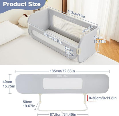 Ciilee Baby Bed Rail for Toddlers Extra Large 72.83" L Kids Rails Guard for Twin, Full, Queen, King Bed Adjustable Children Side Railing Safety Bedrail Foldable Barandas para Camas de Niños (Grey