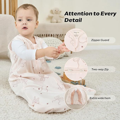 JELLYMONI Baby Sleep Sack 18-24 Months, 100% Cotton 3 Pack 0.5 TOG Baby Wearable Blanket Infant Sleep Sack with 2-Way Zipper Newborn Sleep Sacks