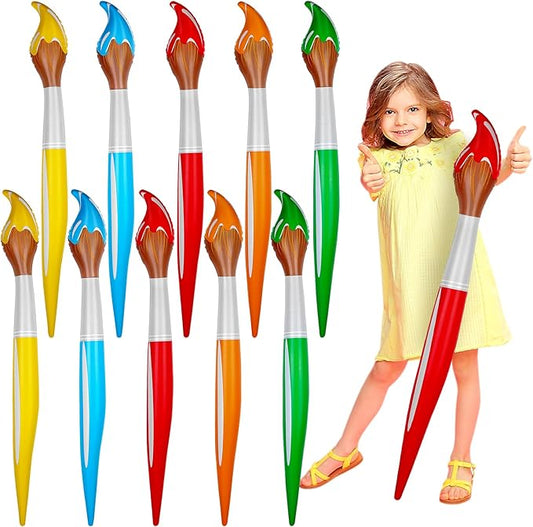 10 Pcs 41.3 Inch Giant Inflatable Paint Brushes Large Blow up Paintbrush Tall Large Jumbo Decorations Prop Set for Birthday Party Favors Classroom School Back to School Supplies,5 Colors