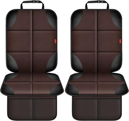 Car Seat Protector 2 Pack Car Seat Cushion Mat Thickest Padding,Waterproof 600D Fabric Car Seat Covers for Non-Slip Backing Mesh Pockets for Baby and Pet (Brown, 2 Pack)