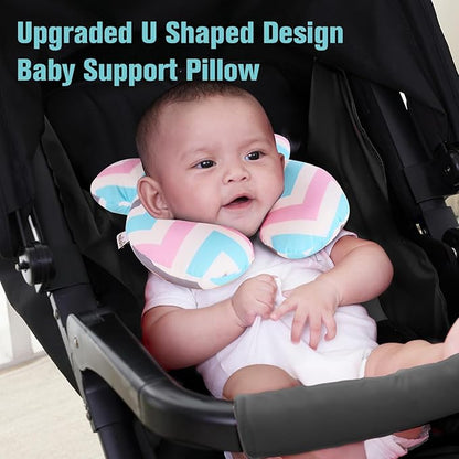 KAKIBLIN Baby Head Pillow,Support Pillow, Baby Travel Pillow for Head and Neck, Babies Neck Pillows for Car Seat,Pushchair,Travel(Wave)