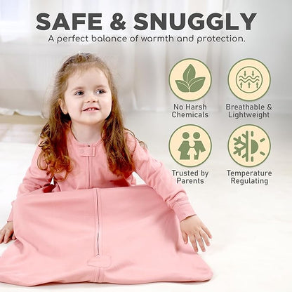 Mama Cheetah Baby Sleep Sack with Sleeves, 0.5 TOG Organic Cotton Wearable Blanket and Two-Way Zipper, Swaddle Transition Long Sleeve Sleeping Bag for Newborn Infant Toddler, 24-48 Months
