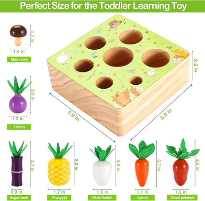 Montessori Toys Baby Easter Toys for 1 2 3 Year Old, Farm Harvest Game Wooden Toys, Educational Learning Toys, Shape Size Sorting Puzzles for Boys Girls, Perfect Easter Birthday Gift Toys