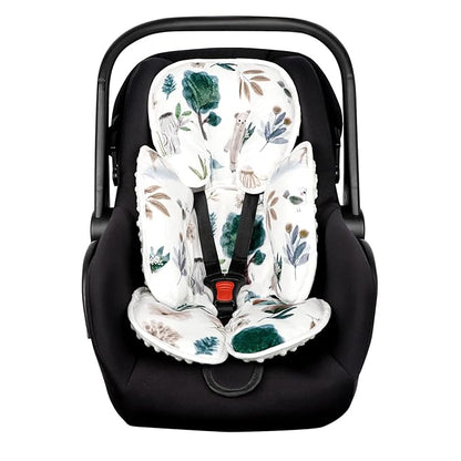 2 in 1 Infant Car Seat Insert, Car Seat Head Support Baby Girls Boys, Soft Newborn Carseat Insert Cushion, Perfect for Carseats, Strollers, Swings (White Animals)