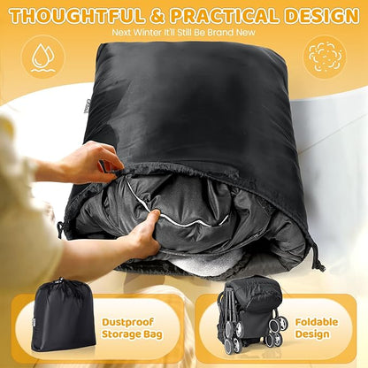 Orzbow Universal Stroller Bunting Bag with Extra Footmuff for Toddler, Kids, Warm Waterproof Stroller Blanket, Winter Cover, Baby Bunting Bag - Protect Babies from Cold Winds, Black