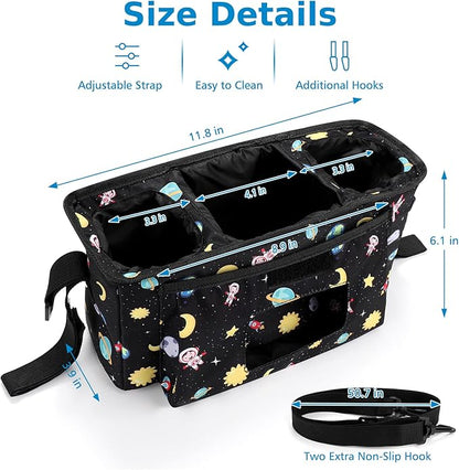 Accmor Universal Stroller Organizer with Insulated Cup Holder and Shoulder Strap, Stroller Bag Caddy Organizer Stroller Accessories for Uppababy, Baby Jogger, Nuna, Doona, Britax Strollers