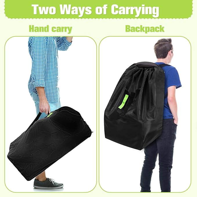 Car Seat Bags For Airplane Travel, Durable Carseat Cover For Air Travel Car Seat Travel Bag with Shoulder Straps and 2pcs Luggage Tags For Airplane
