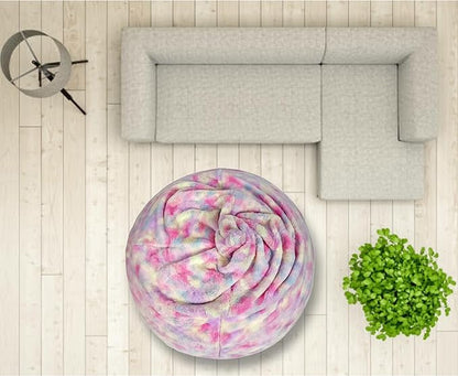 , New Tie Dye Rainbow Design Furry Bean Bag Chair. Premium And Luxurious Fur Bean Bag Without Bean Only Cover Jumbo, Multi