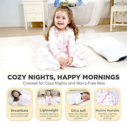 Mama Cheetah Baby Sleep Sack with Sleeves, 0.5 TOG Organic Cotton Wearable Blanket and Two-Way Zipper, Swaddle Transition Long Sleeve Sleeping Bag for Newborn Infant Toddler, 6-12 Months