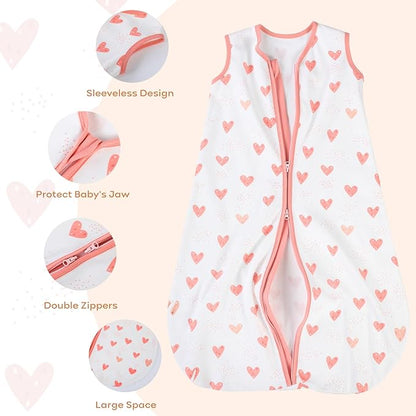 Yoofoss Baby Sleep Sack 6-12 Months Baby Wearable Blanket 100% Organic Cotton 2-Way Zipper TOG 0.5 Toddler Sleeping Sack, Lightweight Sleep Sacks for Babies(Medium)