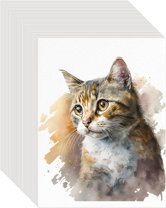 100PCS 8.5x11 Watercolor Paper Bulk, 140lb/300g Cold Press Thick Water Color Paper Pad for Kids Child Adults, White Art Paper for Drawing, Painting, Markers, Gouache, Textured Cotton Paper Sheets