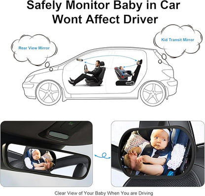 Baby Car Mirror, Safety Car Seat Mirror for Rear Facing Infant, Clear Wide View, 360°Rotation, Easily Observe the Baby Move, Secure, Shatterproof, Crash Tested and Certified(Orange)