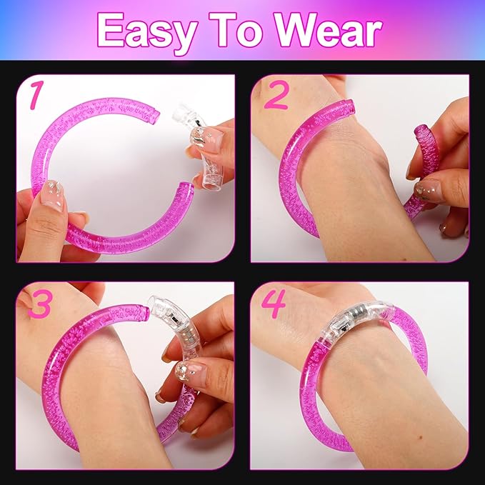 100 Pcs LED Bracelets,6 Color Glow Bracelets,Light Up Bracelets,Glow in the Dark Party Supplies for Kids & Adults,Glow in The Dark Bracelets for Concert Birthday Carnival Party Favors