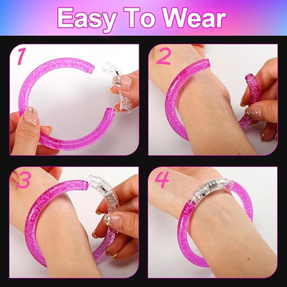 100 Pcs LED Bracelets,6 Color Glow Bracelets,Light Up Bracelets,Glow in the Dark Party Supplies for Kids & Adults,Glow in The Dark Bracelets for Concert Birthday Carnival Party Favors