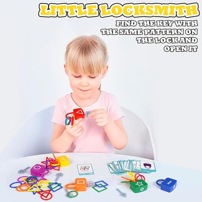 Shape Sorting Matching Learning Locks Toys, Toddler Montessori Educational Toy Geometric Shape Matching Recognition Color Sorting Toy Set, Preschool Locks and Keys Learning Game (Shape Matching)
