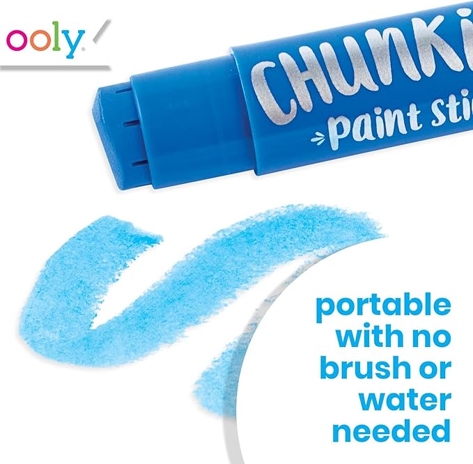Ooly Chunkies 6 Mess Free Paint Sticks For Kids, Tempera Paint Sticks Kid Safe Colors, No Mess Quick Drying Art Supplies for Toddlers and Kids
