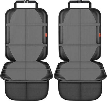 Car Seat Protector,2 Pack Automotive Seat Protectors Baby Carseat Pad Waterproof & Durable 600D Fabric for Child Baby Car Seat Mat Vehicle Pet Cover 2 Storage Pockets (2 Pack Gray)
