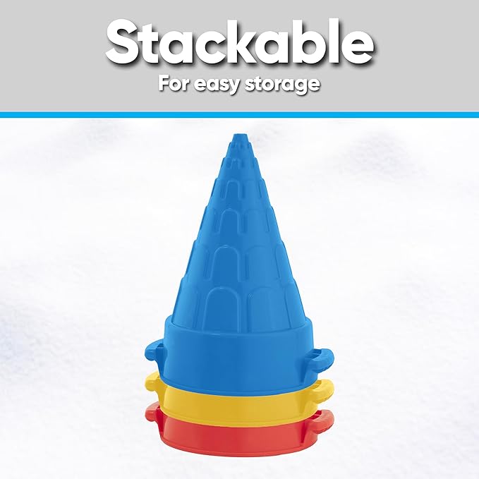 Superio Snow Brick Maker Igloo Fort Form Cone Shaper Outdoor Winter Snow Toys Sand Castle Building Kit for Adults and Kids Sandbox, Beach, Sand Toys (Blue, 2)
