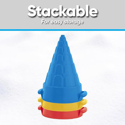 Superio Snow Brick Maker Igloo Fort Form Cone Shaper Outdoor Winter Snow Toys Sand Castle Building Kit for Adults and Kids Sandbox, Beach, Sand Toys (Blue, 2)